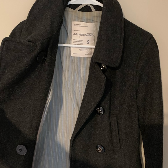 Aeropostale Wool Peacoat Women’s Charcoal Gray Small - Picture 2 of 4